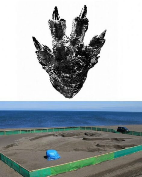 godzilla-impronta-spiaggia